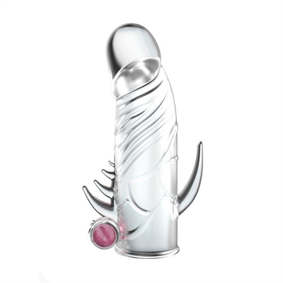 Crystal Vibrating Penis Sleeves Delay-Erweiterung weiche TPE-Kondome für Mann
