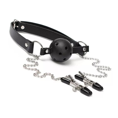 Fabrik Großhandel Paarverbands-Sexspiel offener Mundball-Gag mit Nippelklemm