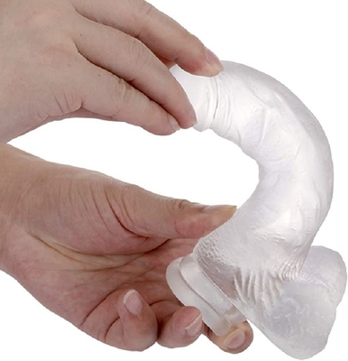 Paar Anfänger, ultraweicher, realistischer Dildo mit gebogenem Schaft und Kugeln
