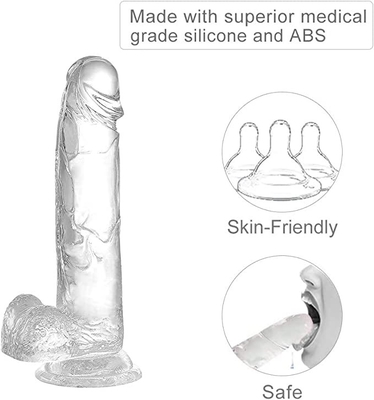 Paar Anfänger, ultraweicher, realistischer Dildo mit gebogenem Schaft und Kugeln