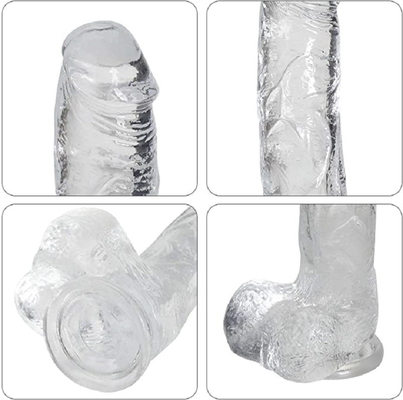 Paar Anfänger, ultraweicher, realistischer Dildo mit gebogenem Schaft und Kugeln