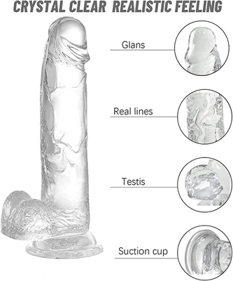 Paar Anfänger, ultraweicher, realistischer Dildo mit gebogenem Schaft und Kugeln