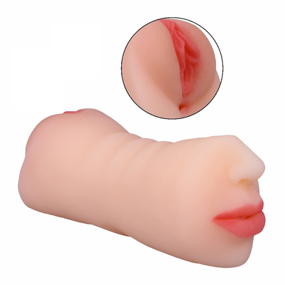 3 Spielwaren 1 männlicher Masturbator-realistischer Tasche Pussy-in den doppelseitigen männlichen Geschlechts mit Mund-Zungen-strukturierter Vagina u. festem Anus
