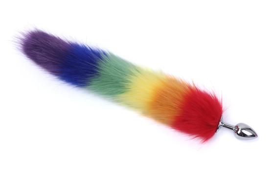 Farbenfrohe Metallrücken-Anal-Plug Einfügen Fox Tail Anal-Plug für Weibchen