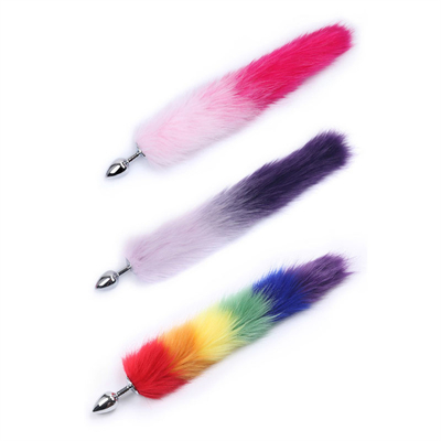 Farbenfrohe Metallrücken-Anal-Plug Einfügen Fox Tail Anal-Plug für Weibchen