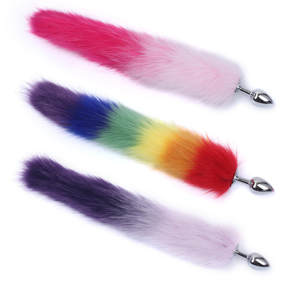 Farbenfrohe Metallrücken-Anal-Plug Einfügen Fox Tail Anal-Plug für Weibchen
