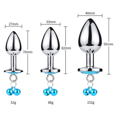 Anal-Sex-Spielzeug Stecker Hintern Edelstahl Kristall 3pcs Set Metall Anal-Stick mit Glocke