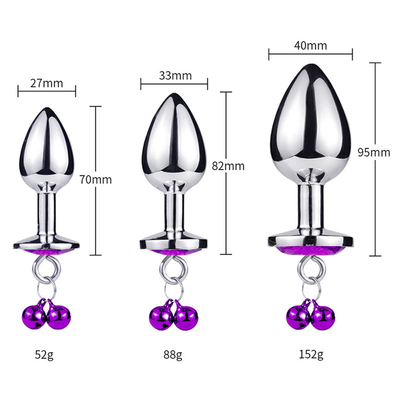 Anal-Sex-Spielzeug Stecker Hintern Edelstahl Kristall 3pcs Set Metall Anal-Stick mit Glocke