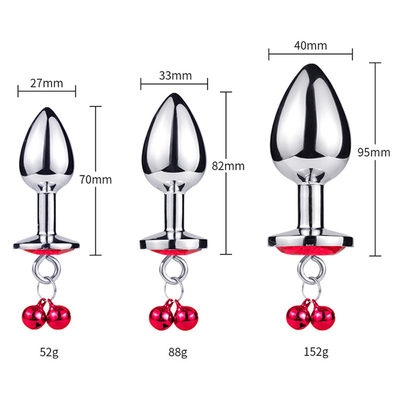 Anal-Sex-Spielzeug Stecker Hintern Edelstahl Kristall 3pcs Set Metall Anal-Stick mit Glocke