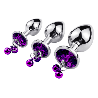 Anal-Sex-Spielzeug Stecker Hintern Edelstahl Kristall 3pcs Set Metall Anal-Stick mit Glocke