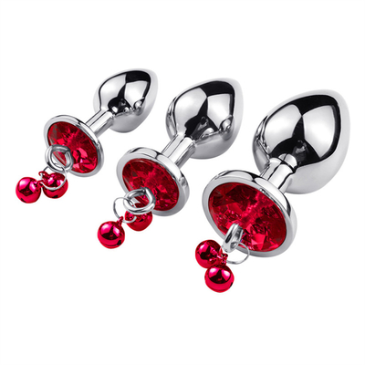 Anal-Sex-Spielzeug Stecker Hintern Edelstahl Kristall 3pcs Set Metall Anal-Stick mit Glocke
