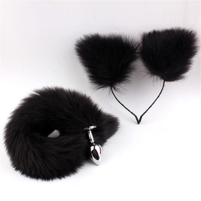 New Style Fuchs-Schwanz Anal-Plug Spielzeug, Anal-Butt-Plug, Schwanz Anal-Plug für Frauen Fancy Katze Kitty Kostüm Ohr Party Haare Kopf