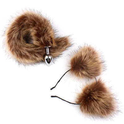 New Style Fuchs-Schwanz Anal-Plug Spielzeug, Anal-Butt-Plug, Schwanz Anal-Plug für Frauen Fancy Katze Kitty Kostüm Ohr Party Haare Kopf