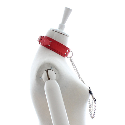 Neues Lederhalsband mit Brustklammer Clip Kette Paar SM Sexspielzeug für Frauen Sextools Paare Erwachsene Spiele