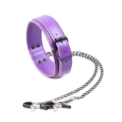 Neues Lederhalsband mit Brustklammer Clip Kette Paar SM Sexspielzeug für Frauen Sextools Paare Erwachsene Spiele