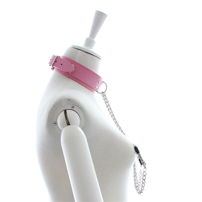 Neues Lederhalsband mit Brustklammer Clip Kette Paar SM Sexspielzeug für Frauen Sextools Paare Erwachsene Spiele
