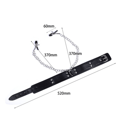 Neues Lederhalsband mit Brustklammer Clip Kette Paar SM Sexspielzeug für Frauen Sextools Paare Erwachsene Spiele