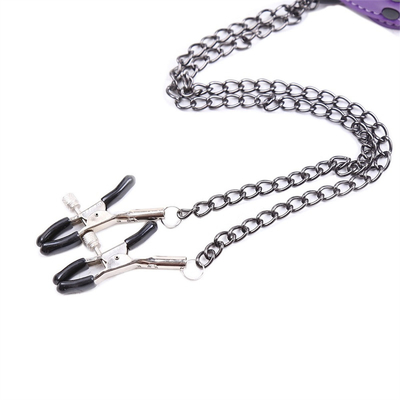 Neues Lederhalsband mit Brustklammer Clip Kette Paar SM Sexspielzeug für Frauen Sextools Paare Erwachsene Spiele
