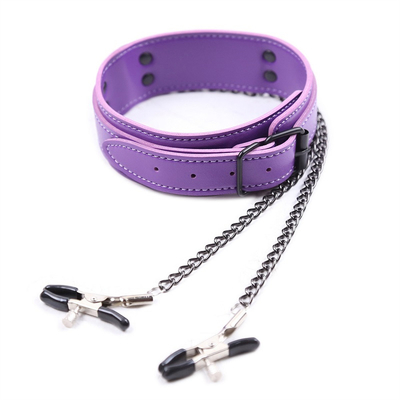 Neues Lederhalsband mit Brustklammer Clip Kette Paar SM Sexspielzeug für Frauen Sextools Paare Erwachsene Spiele