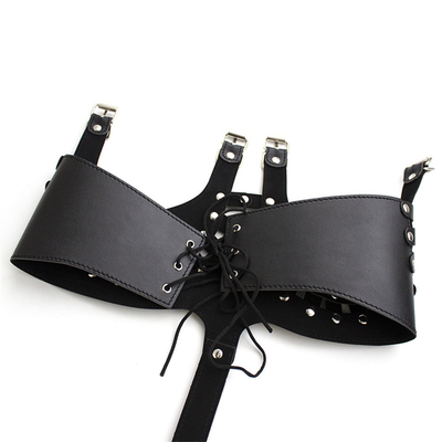 Frauen Schwarze BDSM Bondage Leder Tanz offene BH Rückenlos Unterwäsche Set