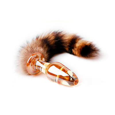 Sex-Spielzeug echte Fuchs Fell Schwanz Glas Anal Plug für Frau Cosplay