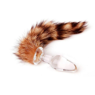 Sex-Spielzeug echte Fuchs Fell Schwanz Glas Anal Plug für Frau Cosplay