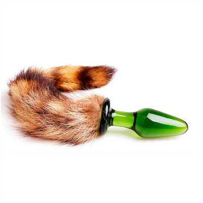 Sex-Spielzeug echte Fuchs Fell Schwanz Glas Anal Plug für Frau Cosplay
