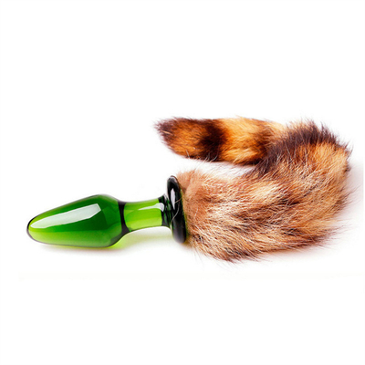 Sex-Spielzeug echte Fuchs Fell Schwanz Glas Anal Plug für Frau Cosplay