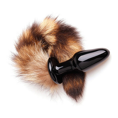 Sex-Spielzeug echte Fuchs Fell Schwanz Glas Anal Plug für Frau Cosplay