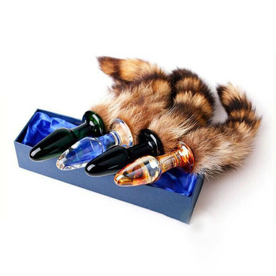 Sex-Spielzeug echte Fuchs Fell Schwanz Glas Anal Plug für Frau Cosplay