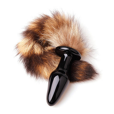 Sex-Spielzeug echte Fuchs Fell Schwanz Glas Anal Plug für Frau Cosplay