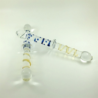 Farbenfrohe Glas-Dildos Doppelkopf-Glas-Dildos Anal-Armel-Plug großer Pyrex-Glas-Dildos für Frauen