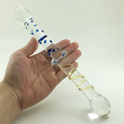 Farbenfrohe Glas-Dildos Doppelkopf-Glas-Dildos Anal-Armel-Plug großer Pyrex-Glas-Dildos für Frauen