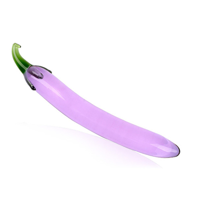 Kristallpenis Anal Arsch Plug G-Punkt Klitoris Masturbation Auberginen Glas Dildo für Frauen