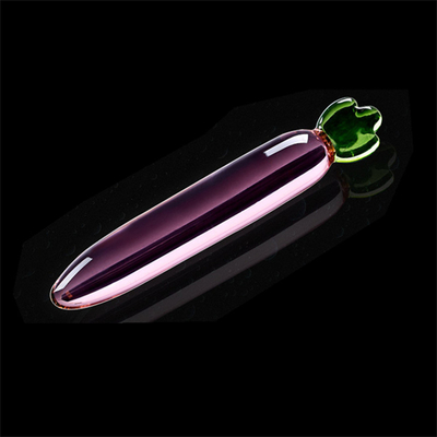 Kristallpenis Anal Arsch Plug G-Punkt Klitoris Masturbation Auberginen Glas Dildo für Frauen