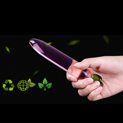 Kristallpenis Anal Arsch Plug G-Punkt Klitoris Masturbation Auberginen Glas Dildo für Frauen