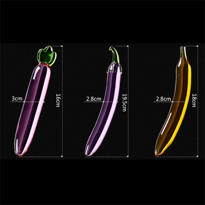 Kristallpenis Anal Arsch Plug G-Punkt Klitoris Masturbation Auberginen Glas Dildo für Frauen