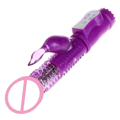 Wiederaufladbarer Antrieb Rotation G-Punkt Dildo Doppel-Pussy Kaninchen Sex Vagina Vibrator für Frauen weibliche Klitoris Sex-Spielzeug