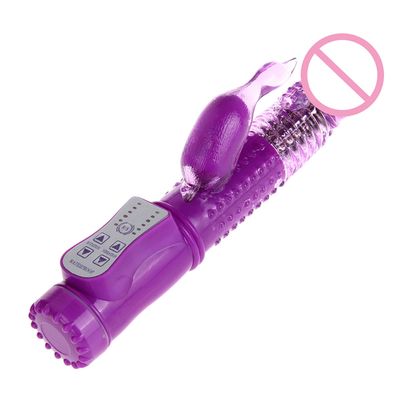 Wiederaufladbarer Antrieb Rotation G-Punkt Dildo Doppel-Pussy Kaninchen Sex Vagina Vibrator für Frauen weibliche Klitoris Sex-Spielzeug