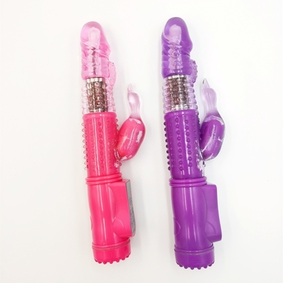 Wiederaufladbarer Antrieb Rotation G-Punkt Dildo Doppel-Pussy Kaninchen Sex Vagina Vibrator für Frauen weibliche Klitoris Sex-Spielzeug