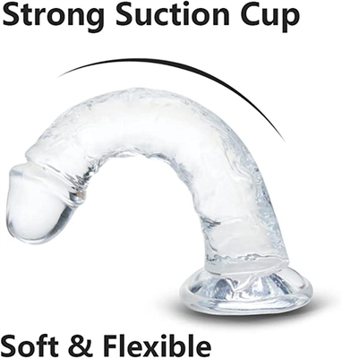 Realistischer Jelly Dildo für Anfänger, 7 Zoll Kristall G-Spot Dildos, Flexibler Penis-Schwanz mit Saugbecher für Hand-Free Pl