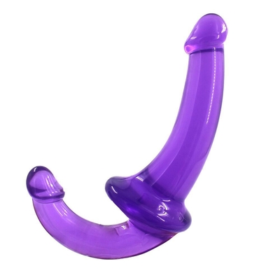 Erotische doppelte Enden hohe Transparenz TPE Penis Strapon Penis Lesbisches Sexspielzeug Strapless Dildo