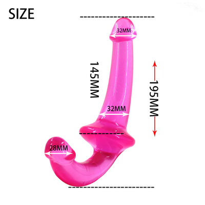 Erotische doppelte Enden hohe Transparenz TPE Penis Strapon Penis Lesbisches Sexspielzeug Strapless Dildo