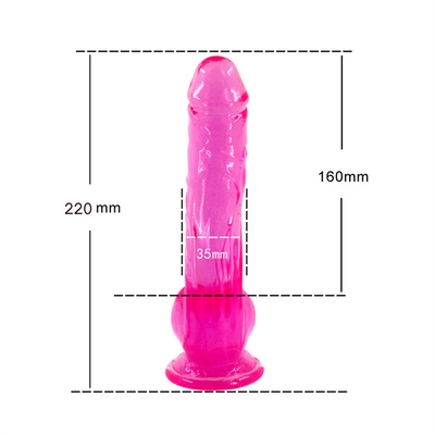 Körpersicherer lebensnaher riesiger Penis mit starker Saugtasse Dildo für Händefreier Schwanz mit geschwungenem Schaft und Kugeln für Vaginal