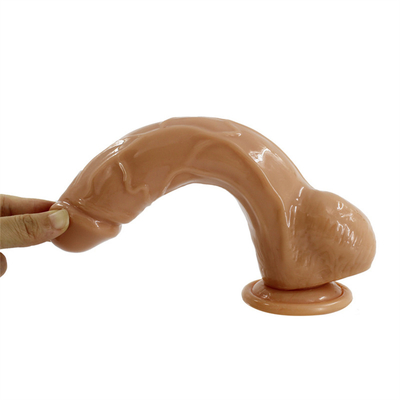 Körpersicherer lebensnaher riesiger Penis mit starker Saugtasse Dildo für Händefreier Schwanz mit geschwungenem Schaft und Kugeln für Vaginal