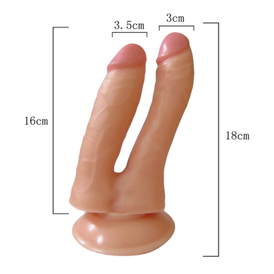 Weibliche Masturbation Sexspielzeug Silikon Doppelkopf Simulation Dildo Mit Saugbecher