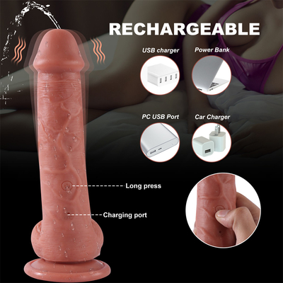 China Fabrik realistisch stoßen weibliche Masturbation Flüssigkeit Silicone drahtlose Fernbedienung Teleskop Dildo Vibrator