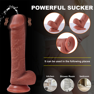 China Fabrik realistisch stoßen weibliche Masturbation Flüssigkeit Silicone drahtlose Fernbedienung Teleskop Dildo Vibrator