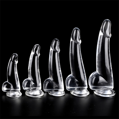 Realistisch Klarer Dildo 8,6 Zoll Transparent Kleiner Glans Großer Dicker Dildo mit Saugbecher Flexibler Jelly Penis Dong Sex To