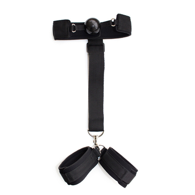 Schwarz 2 in 1 Erotik Rücken Handschellen Silikon Festkopf Oberkörper Bondage Spielzeug BDSM Paar Flirten Werkzeuge